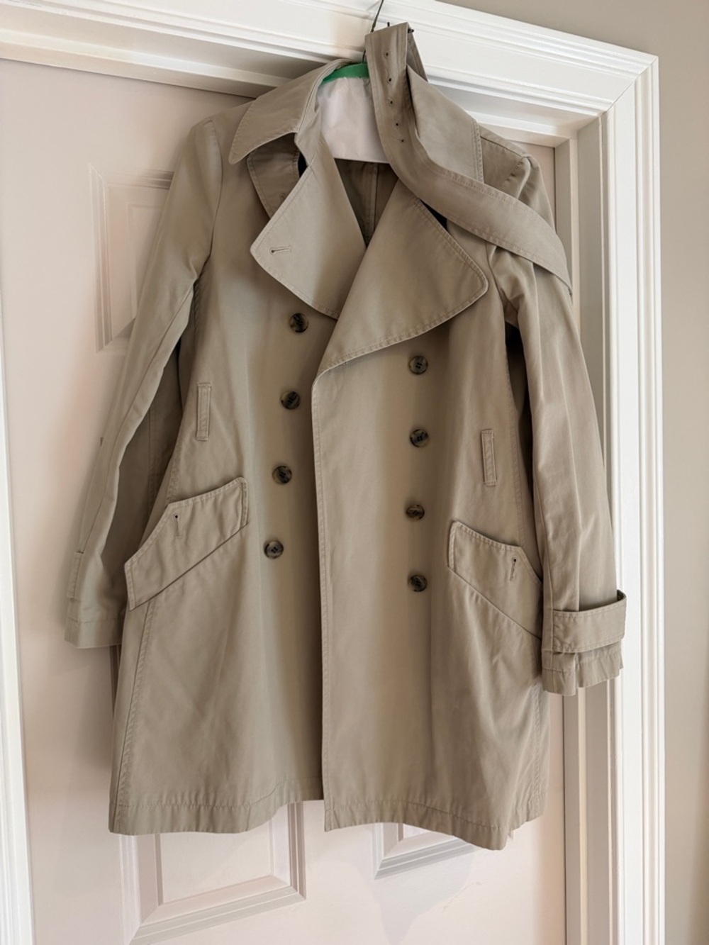 Theory Beige Double-Breasted Trench Coat